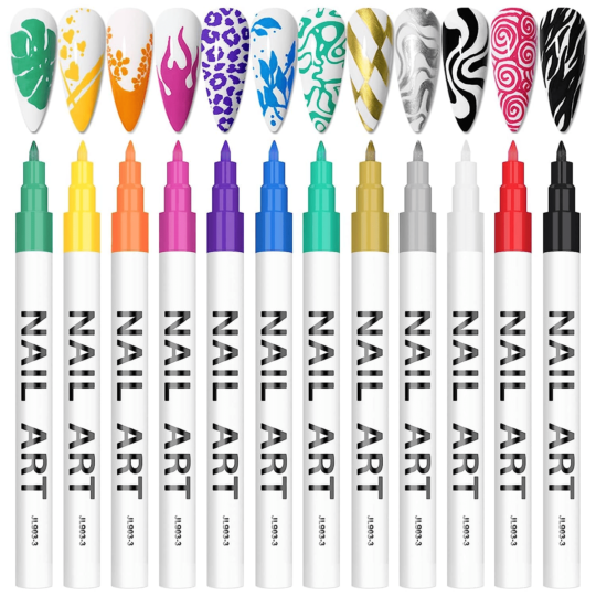 12 Color 3D Nail Art Pens Set