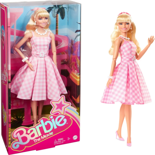 the Movie Collectible Doll, Margot Robbie as  in Pink Gingham Dress