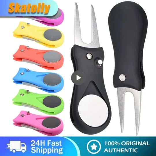 1/2Pcs Steel Golf Divot Repair Switchblade Tool Pitch Groove Cleaner Golf Pitchfork Golf Accessories Putting Green Fork Dropship