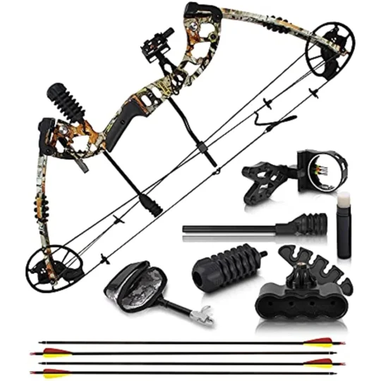 1 Set Junxing M125 Compound Bow Archery Black Camouflage Aviation Aluminum Belt 30-70lbs Adjustable Pull Hunting Bow High Power