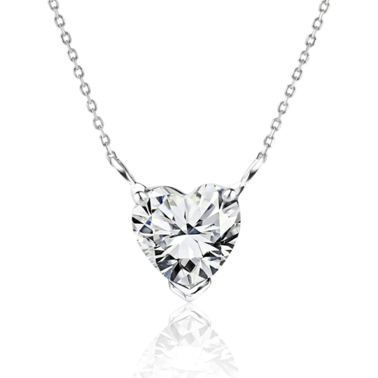 Pendant Necklace in 18K White Gold Plating over Silver