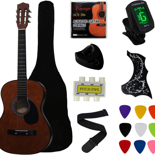 38" Coffee Beginner Acoustic Guitar Starter Package