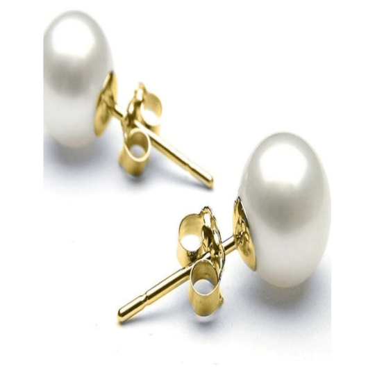 4.00 CTTW Genuine Cultured Pearl Earring in 18K Yellow Gold