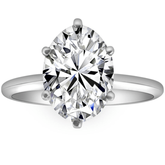 Certified 3CT Platinum Oval Diamond Engagement Ring