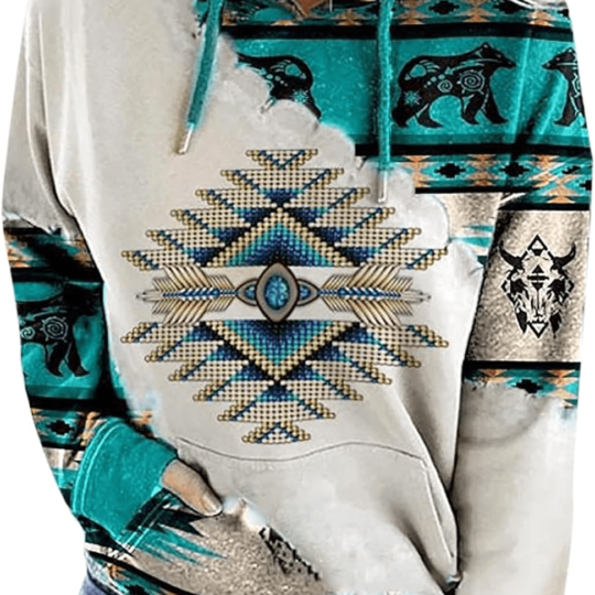 Women's Western Aztec Hooded Sweatshirt