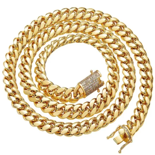 Silver/Gold Color Stainless Steel Curb Cuban Link Chain Necklace Men's Jewelry