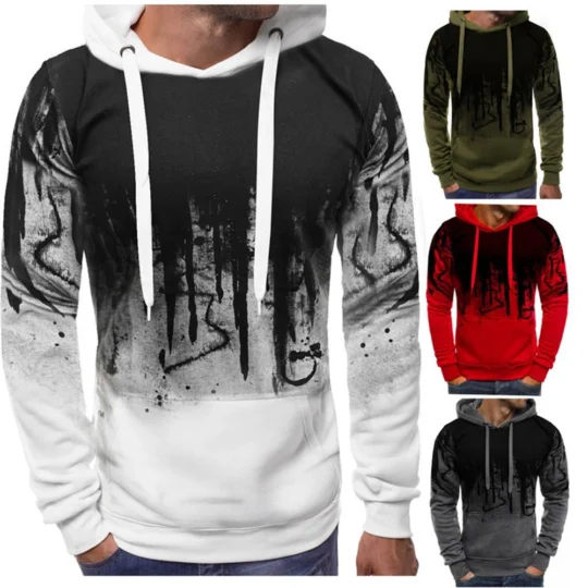 Men's Sports Hoodies Casual Slim Camouflage Sweatshirts Streetwear Male Fashion Sports Pullover Outwear Coat Clothing