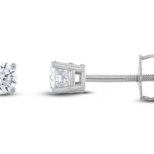 Certified Diamond Solitaire Earrings 1/2 ct 14K White Gold