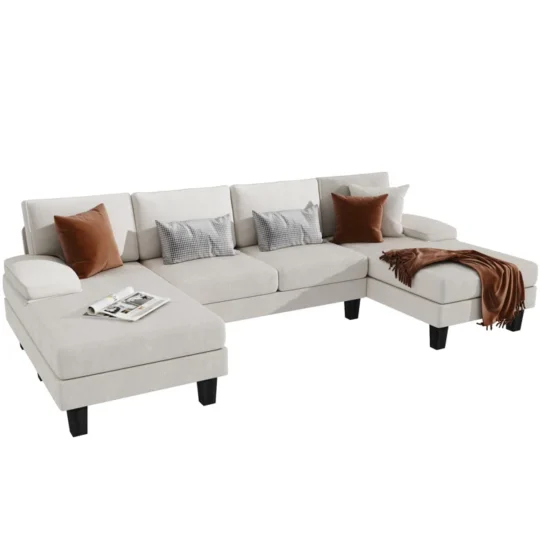 6 Piece U-Shape Upholstered Sectional Sofa